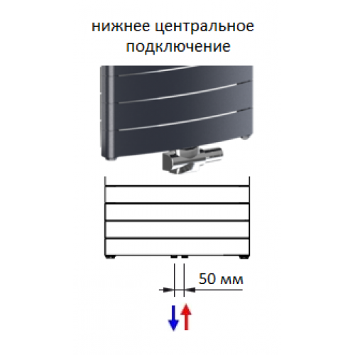Вертикальный биметаллический радиатор Rifar Convex 500 - 18 секций АНТРАЦИТ нижнее центральное подключение RCV50018ANT