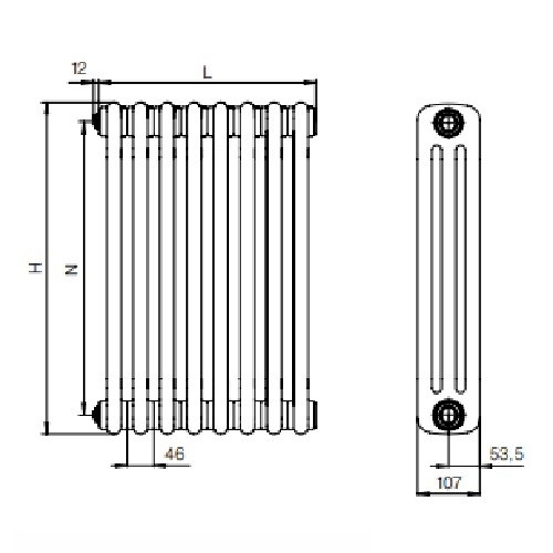 Стальной трубчатый радиатор Rifar Tubog 3037 - 8 секций боковое подключение TUB 3037-08